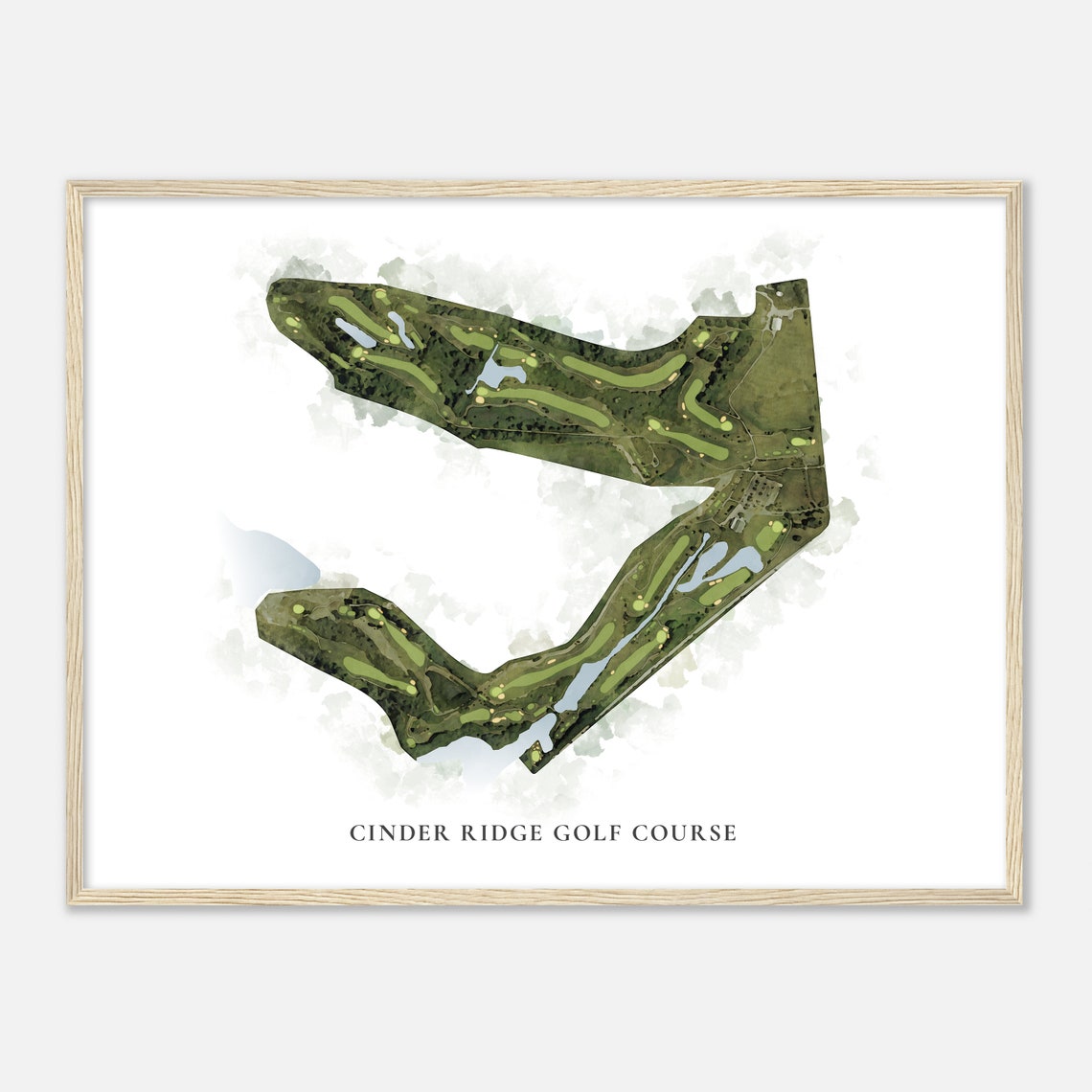 Cinder Ridge Golf Course Illinois Classic Watercolor Map Golfer Gift Golf Wall Art Golf Poster Print Course Layout