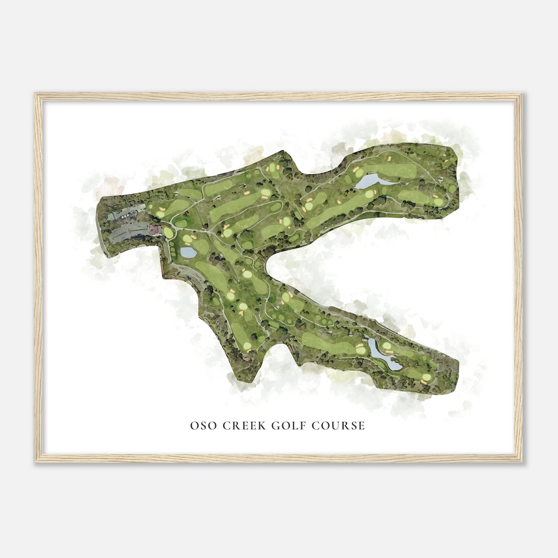 Oso Creek Golf Course California Classic Aerial Watercolor Map Poster