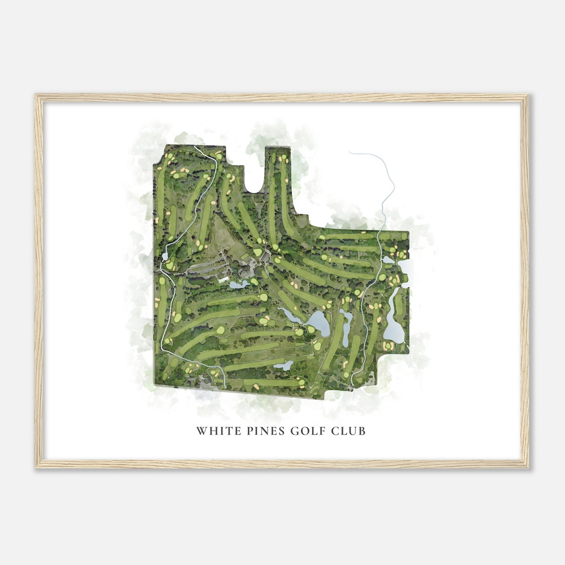 White Pines Golf Club Illinois Classic Watercolor Course Map Poster - Image 2