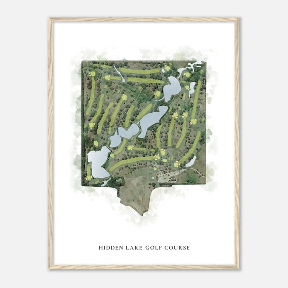 Hidden Lake Golf Course Kansas Classic Watercolor Map Golfer Gift Golf Wall Art Golf Poster Print Course Layout