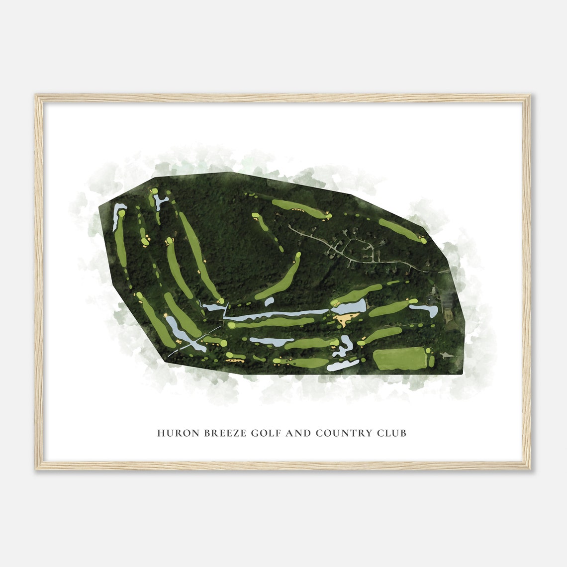 Huron Breeze Golf And Country Club Map Golfer Gift Watercolor Print
