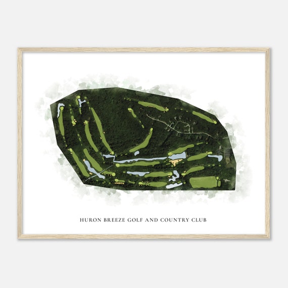 Huron Breeze Golf And Country Club Michigan Classic Watercolor Map Golfer Gift Golf Wall Art Golf Poster Print Course Layout