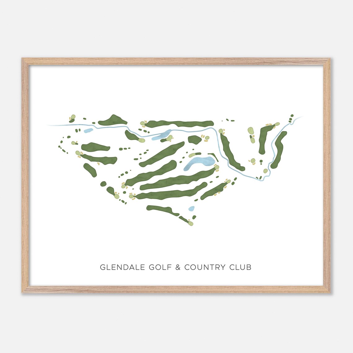 Glendale Golf & Country Club Canada Modern Watercolor Course Map Poster