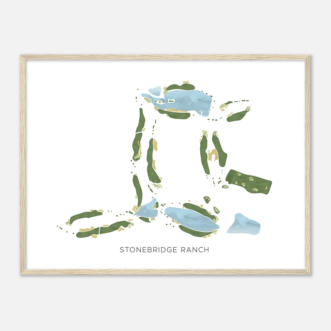 Stonebridge Ranch Artistic Modern Watercolor Golf Course Map Poster - Image 2