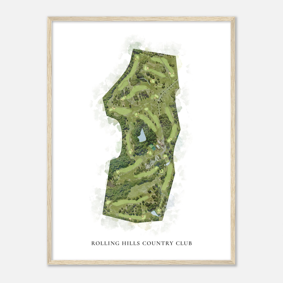 Rolling Hills Country Club Watercolor Map Classic Golf Wall Poster - Image 2