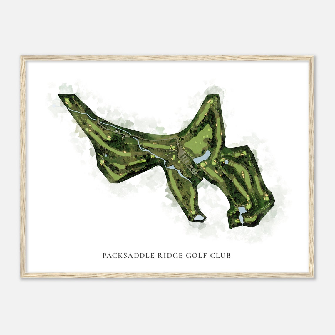 Packsaddle Ridge Golf Club Virginia Classic Watercolor Map Poster
