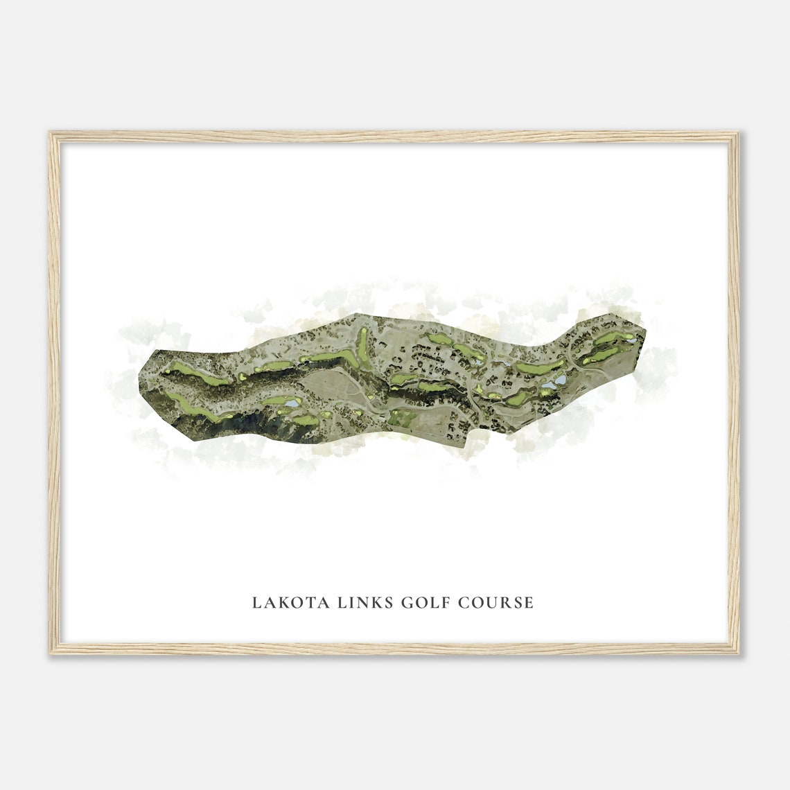 Lakota Links Golf Course Classic Watercolor Golf Course Map Poster