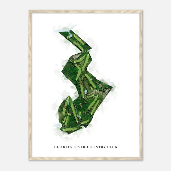 Charles River Country Club Massachusetts Classic Watercolor Map Golfer Gift Golf Wall Art Golf Poster Print Course Layout