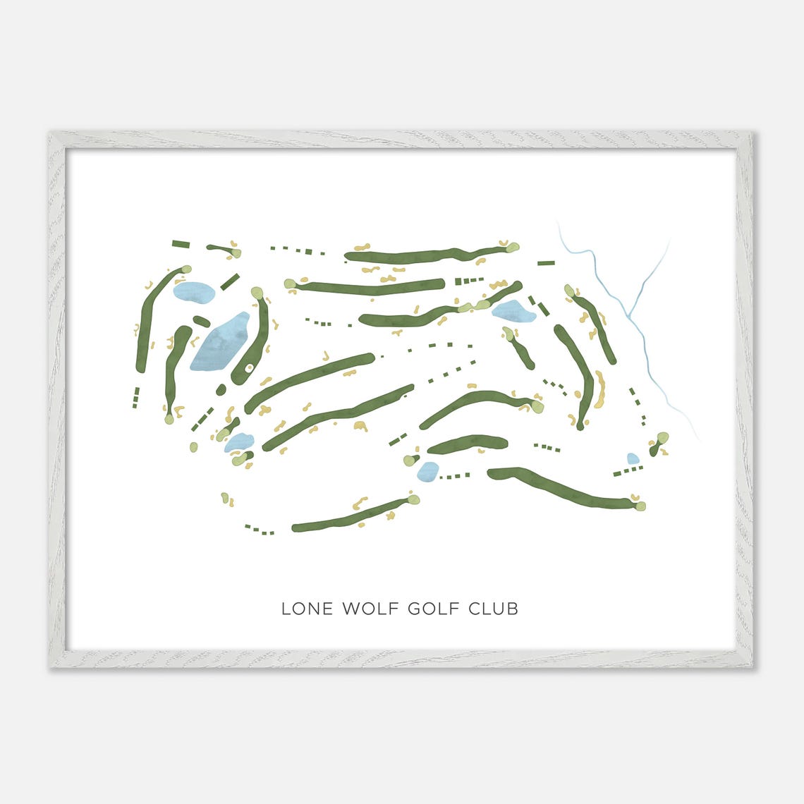 Lone Wolf Golf Club Canada Modern Watercolor Course Map Poster - Image 3