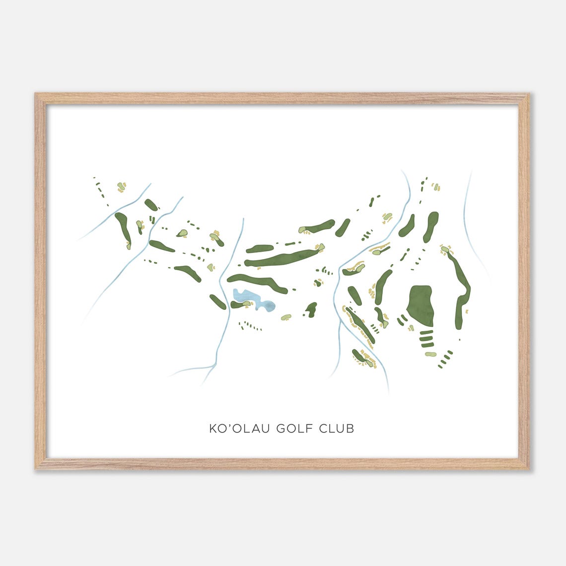 Ko'olau Golf Club Kaneohe Hawaii Modern Watercolor Map Poster