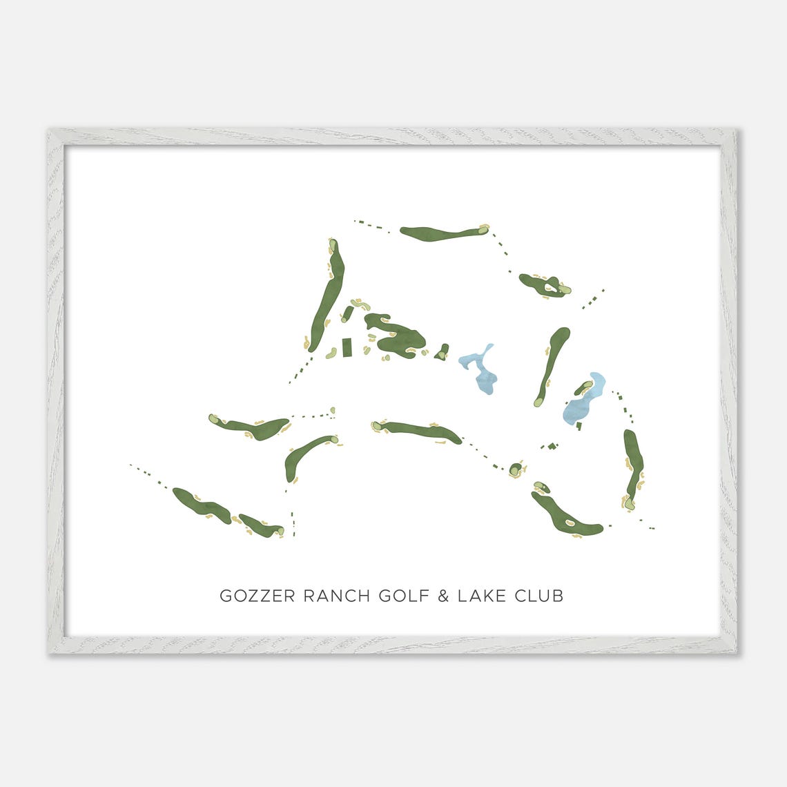 Gozzer Ranch Golf and Lake Club Watercolor Layout Map Art Poster Gift - Image 4