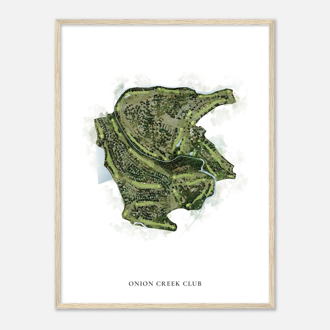 Onion Creek Club Classic Aerial Watercolor Golf Course Poster
