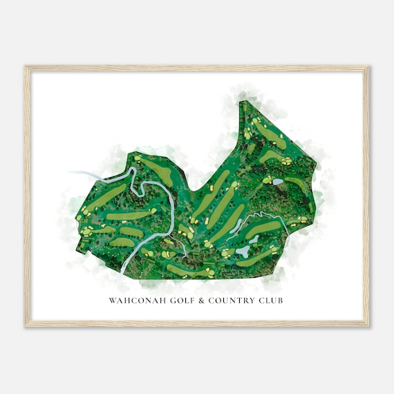 Wahconah Golf Country Club Massachusetts Classic Watercolor Map Golfer Gift Golf Wall Art Golf Poster Print Course Layout