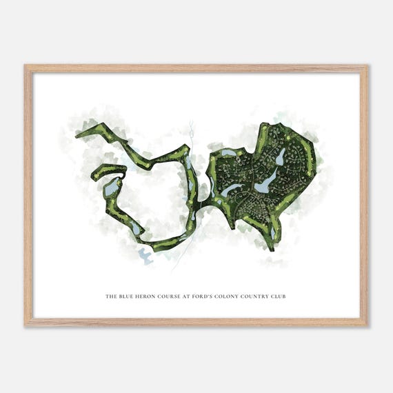 The Blue Heron Course At Fords Colony Country Club In Williamsburg Virginia Classic Watercolor Map Golfer Gift Golf Wall Art