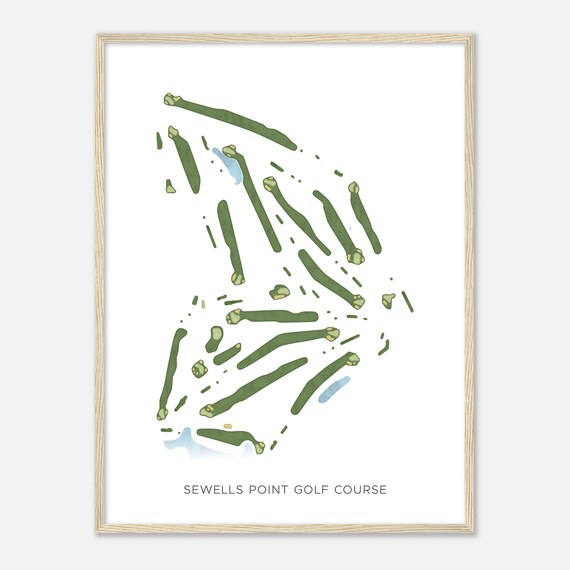 Sewells Point Golf Course Virginia Modern Watercolor Map Golf Poster