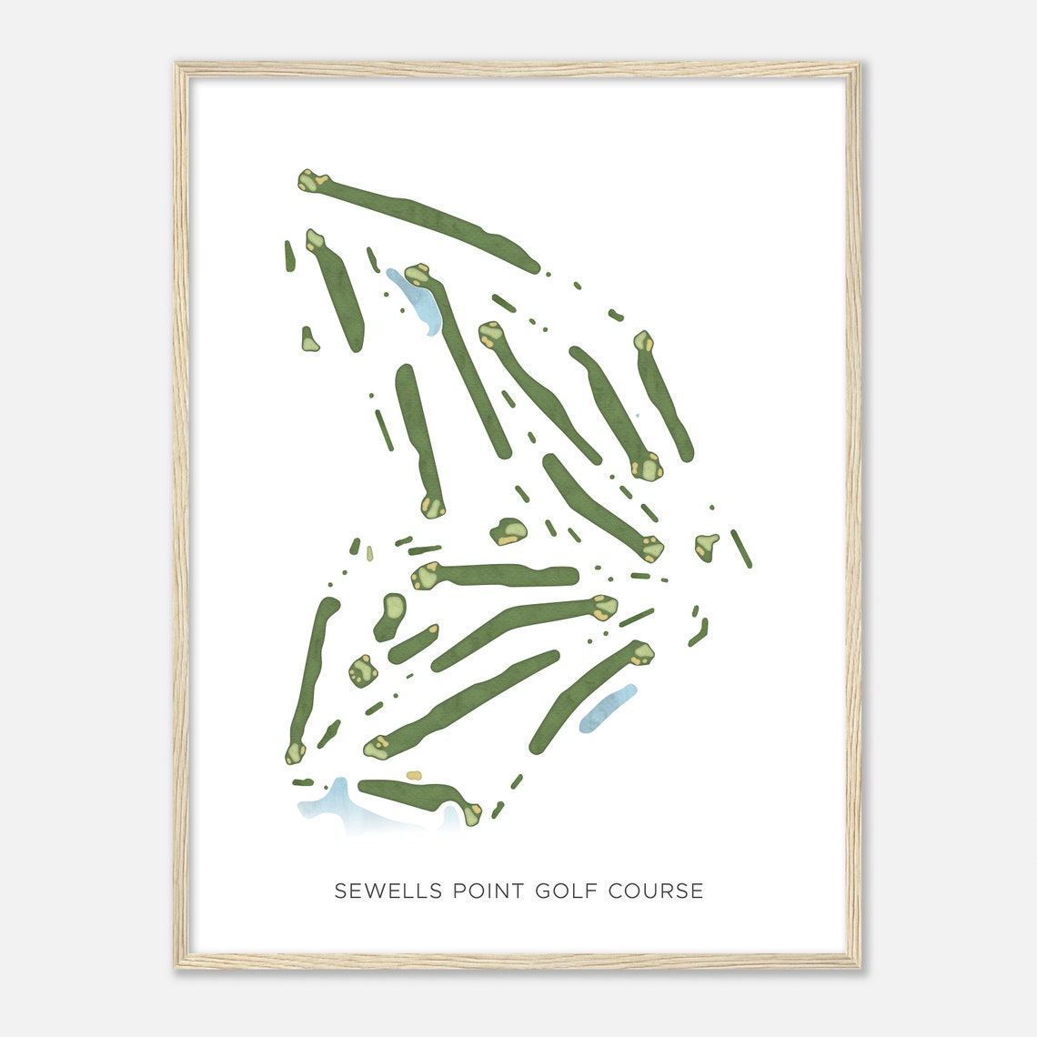 Sewells Point Golf Course Virginia Modern Watercolor Map Golf Poster