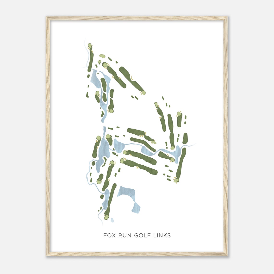 Fox Run Golf Links Modern Minimalist Watercolor Golf Map Poster - Image 2