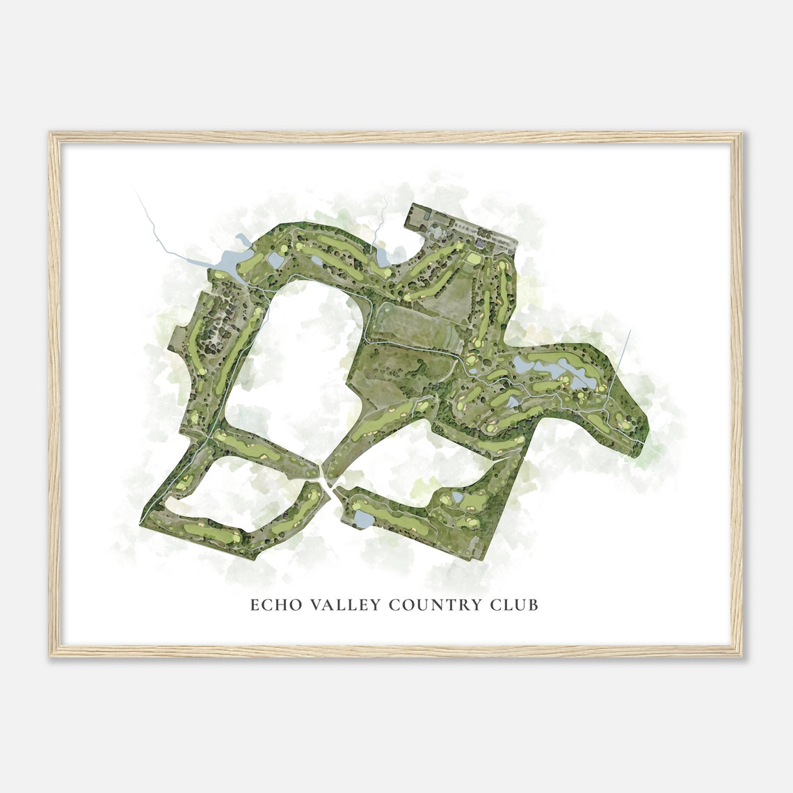 Echo Valley Country Club Watercolor Aerial Map Golfer Gift Poster