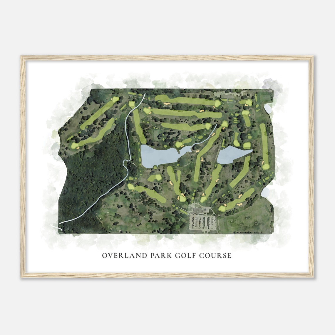 Overland Park Golf Course Watercolor Style Golf Course Map Poster