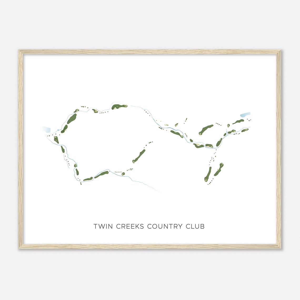 Twin Creeks Country Club Texas Modern Watercolor Map Art Poster