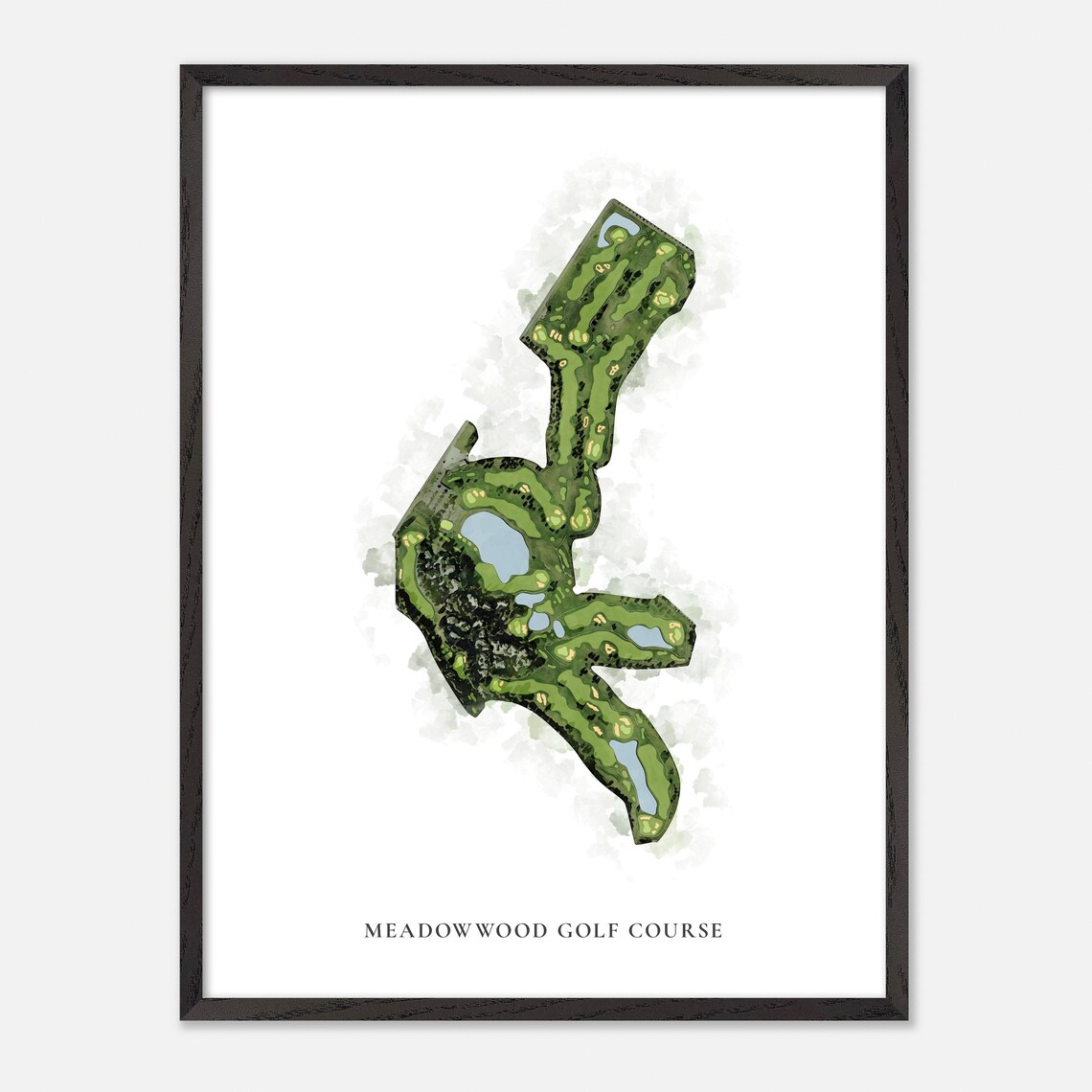 Meadowwood Golf Course Watercolor Aerial Map Green Fairways Poster - Image 3