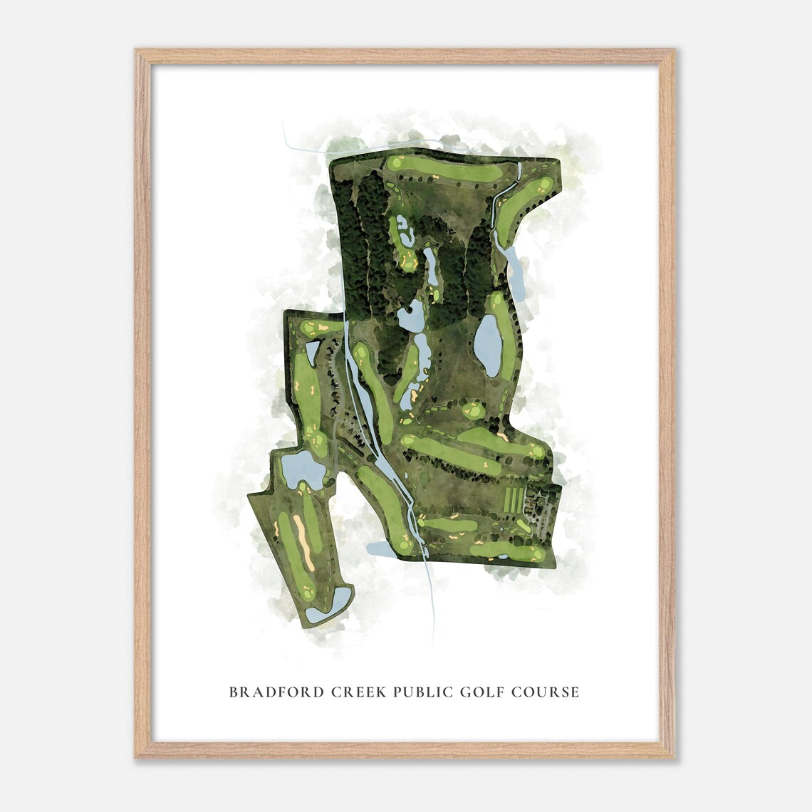 Bradford Creek Public Golf Course Greenville NC Classic Watercolor Golf Map Poster - Image 6