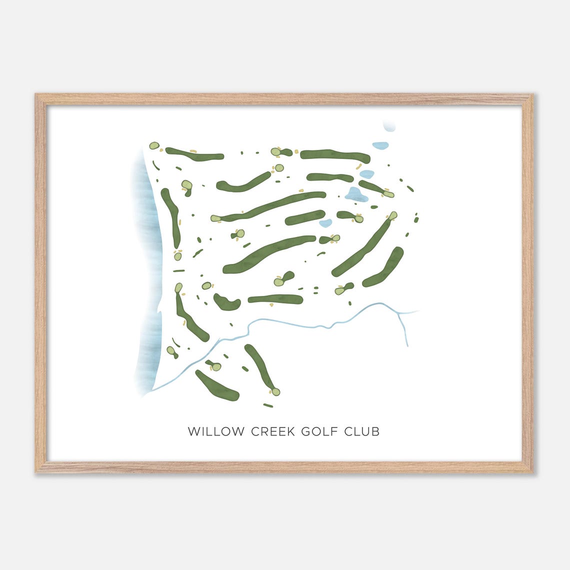 Willow Creek Golf Club Big Flats New York Modern Watercolor Map Poster