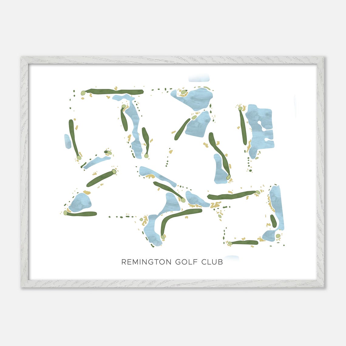 Remington Golf Club Modern Watercolor Lakes Course Map Poster - Image 4
