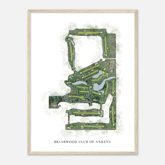 Briarwood Club Of Ankeny Iowa Classic Watercolor Map Golfer Gift Golf Wall Art Golf Poster Print Course Layout