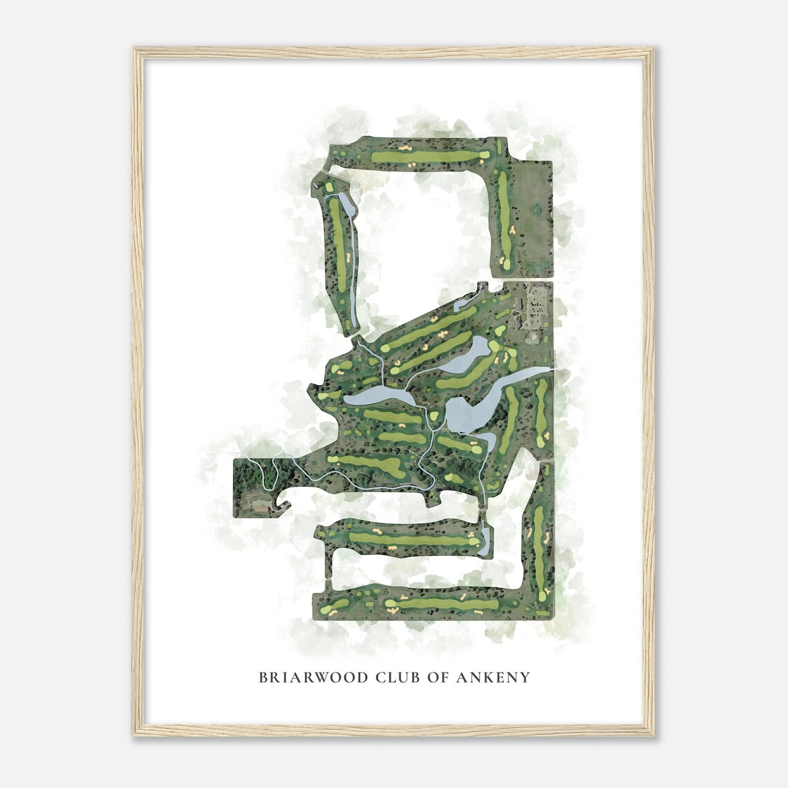 Briarwood Club Of Ankeny Watercolor Aerial Map Golfer Gift Poster