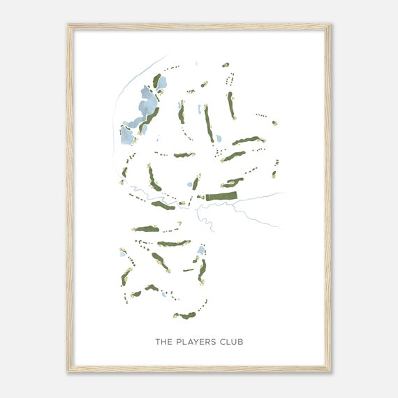 The Players Club Nebraska Modern Watercolor Map Golfer Gift Golf Wall Art Golf Poster Print Course Layout