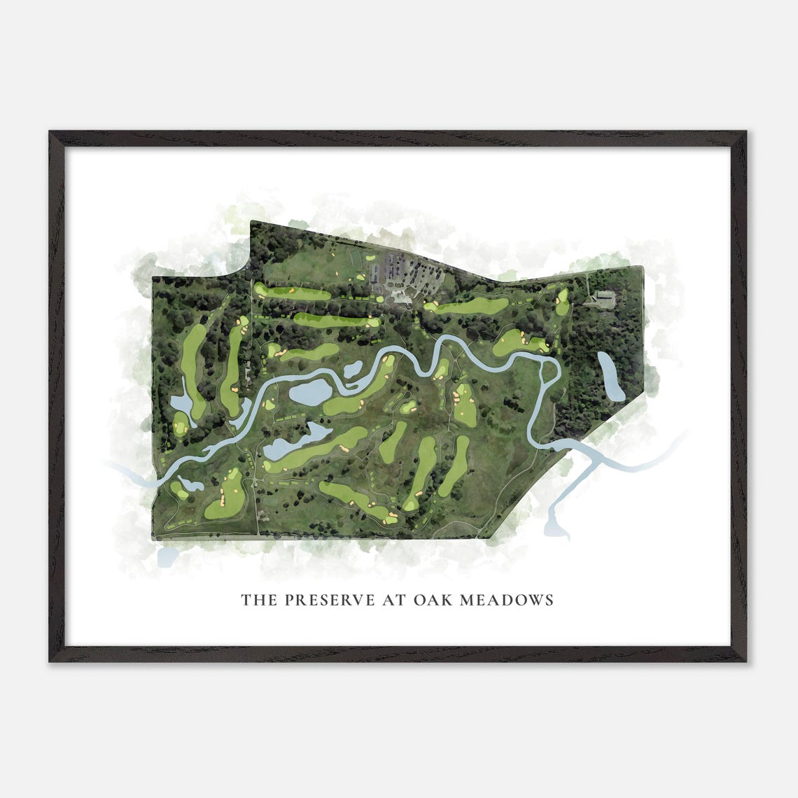 The Preserve at Oak Meadows Classic Watercolor Course Map Poster - Image 5