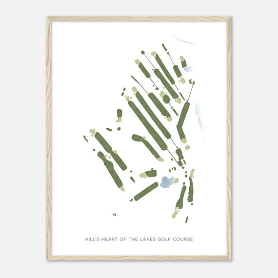 Hills Heart Of The Lakes Golf Course Michigan Modern Watercolor Map Golfer Gift Golf Wall Art Golf Poster Print Course Layout