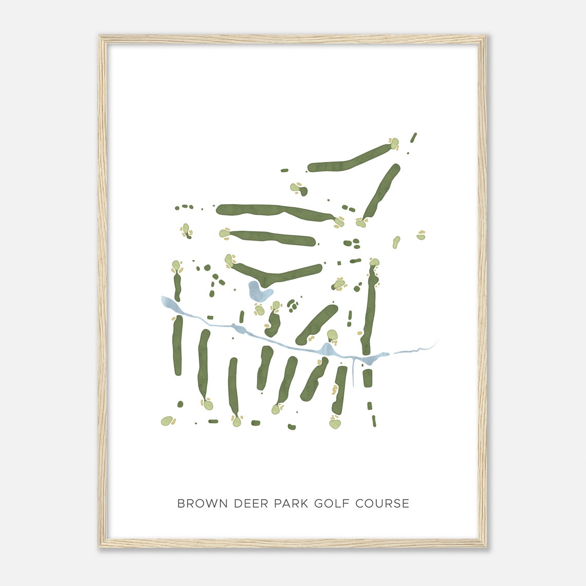 Brown Deer Park Golf Course Modern Watercolor Golf Map Wall Art