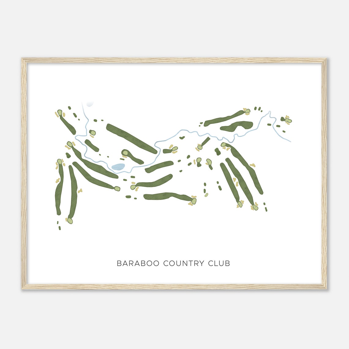 Baraboo Country Club Modern Minimalist Golf Layout Map Poster - Image 2