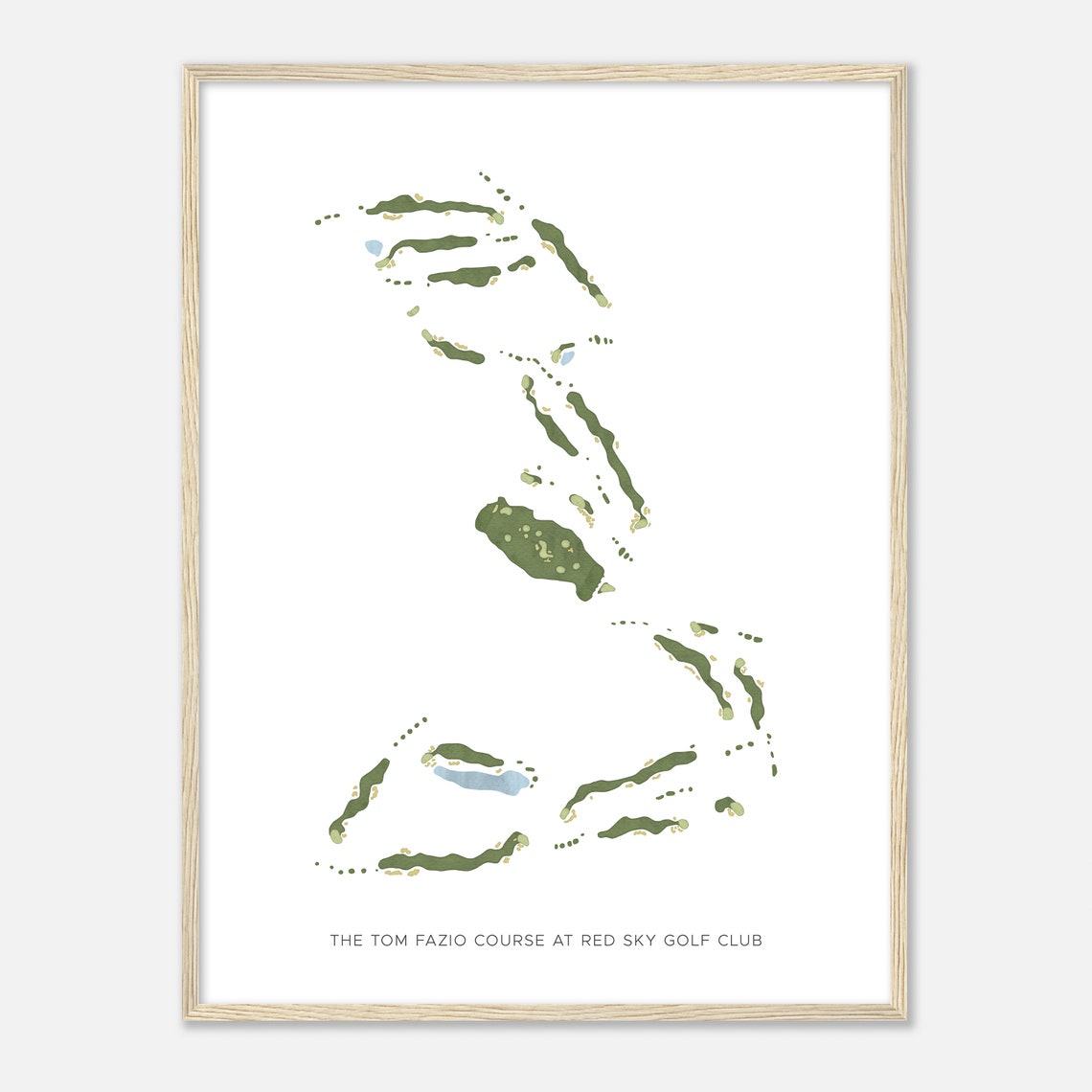 Tom Fazio Course Red Sky Golf Club Modern Watercolor Map Print