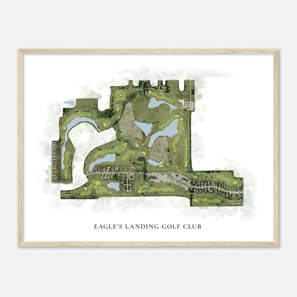 Eagles Landing Golf Club Watercolor Aerial Map Course Art Poster - Image 2