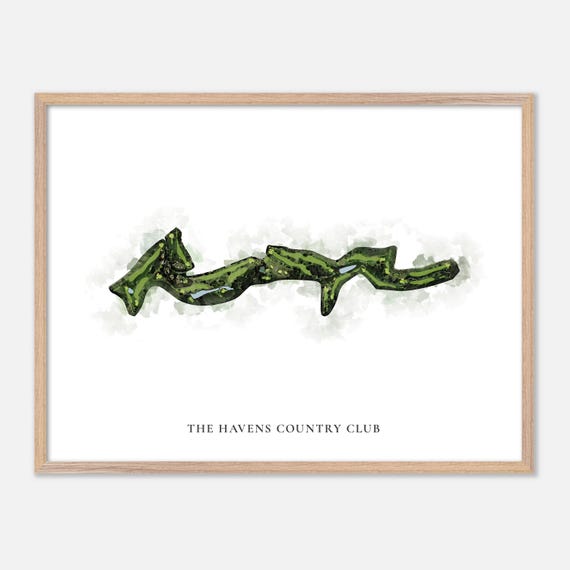 The Havens Country Club In Vista California Classic Watercolor Map Golfer Gift Golf Wall Art Golf Poster Print Course Layout