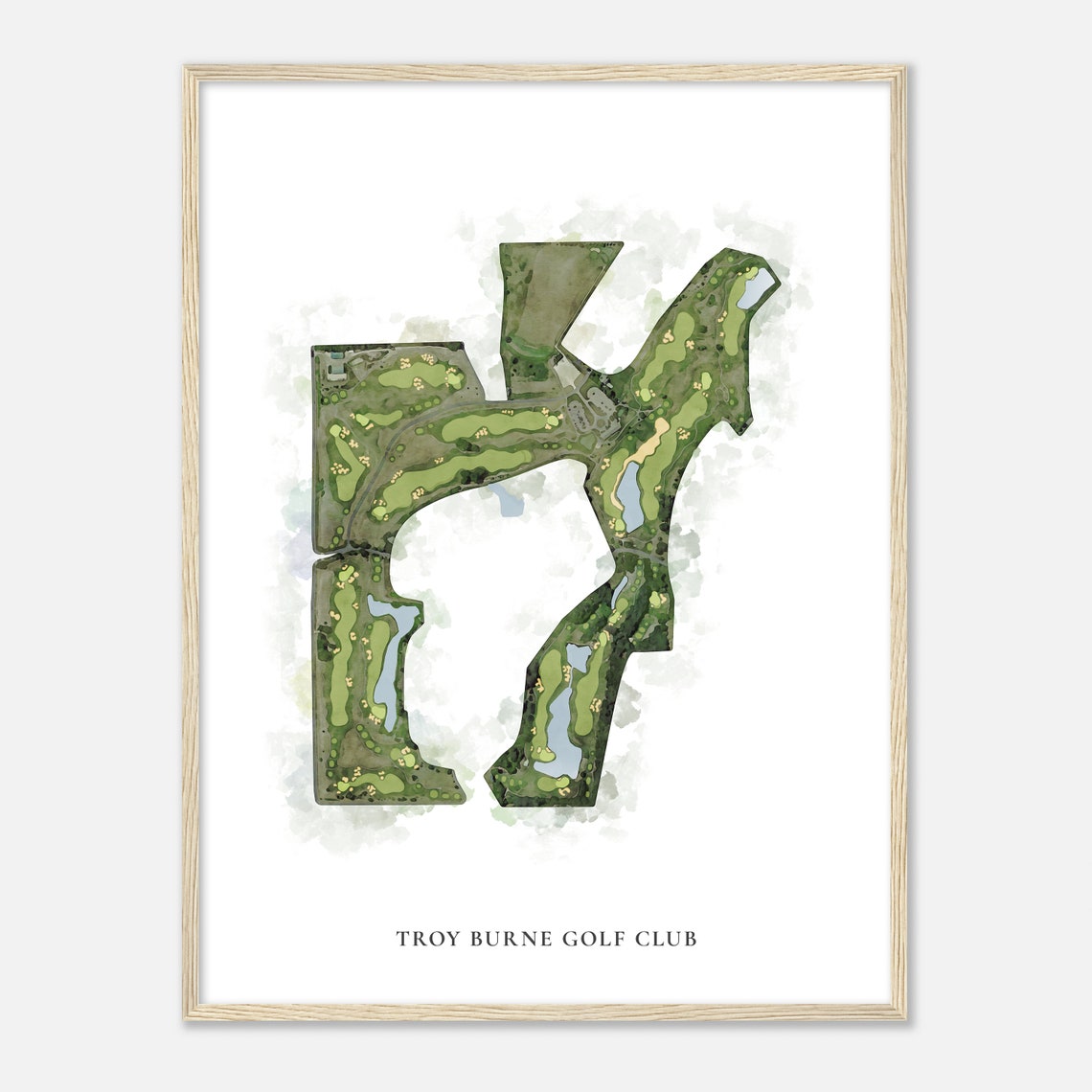 Troy Burne Golf Club Wisconsin Classic Watercolor Course Map Poster