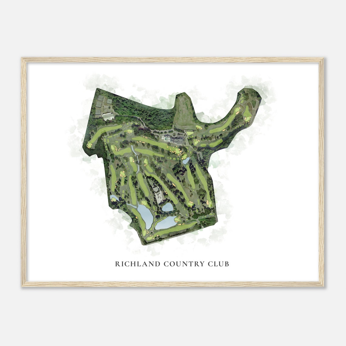 Richland Country Club Classic Watercolor Golf Course Map Poster - Image 2