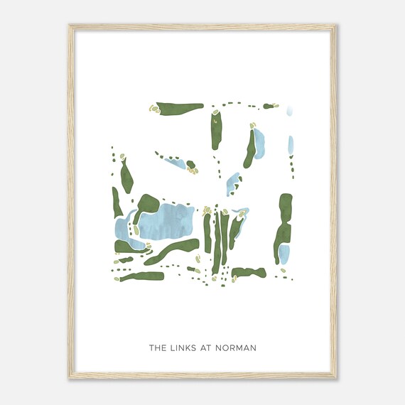 The Links At Norman Oklahoma Modern Watercolor Map Golfer Gift Golf Wall Art Golf Poster Print Course Layout
