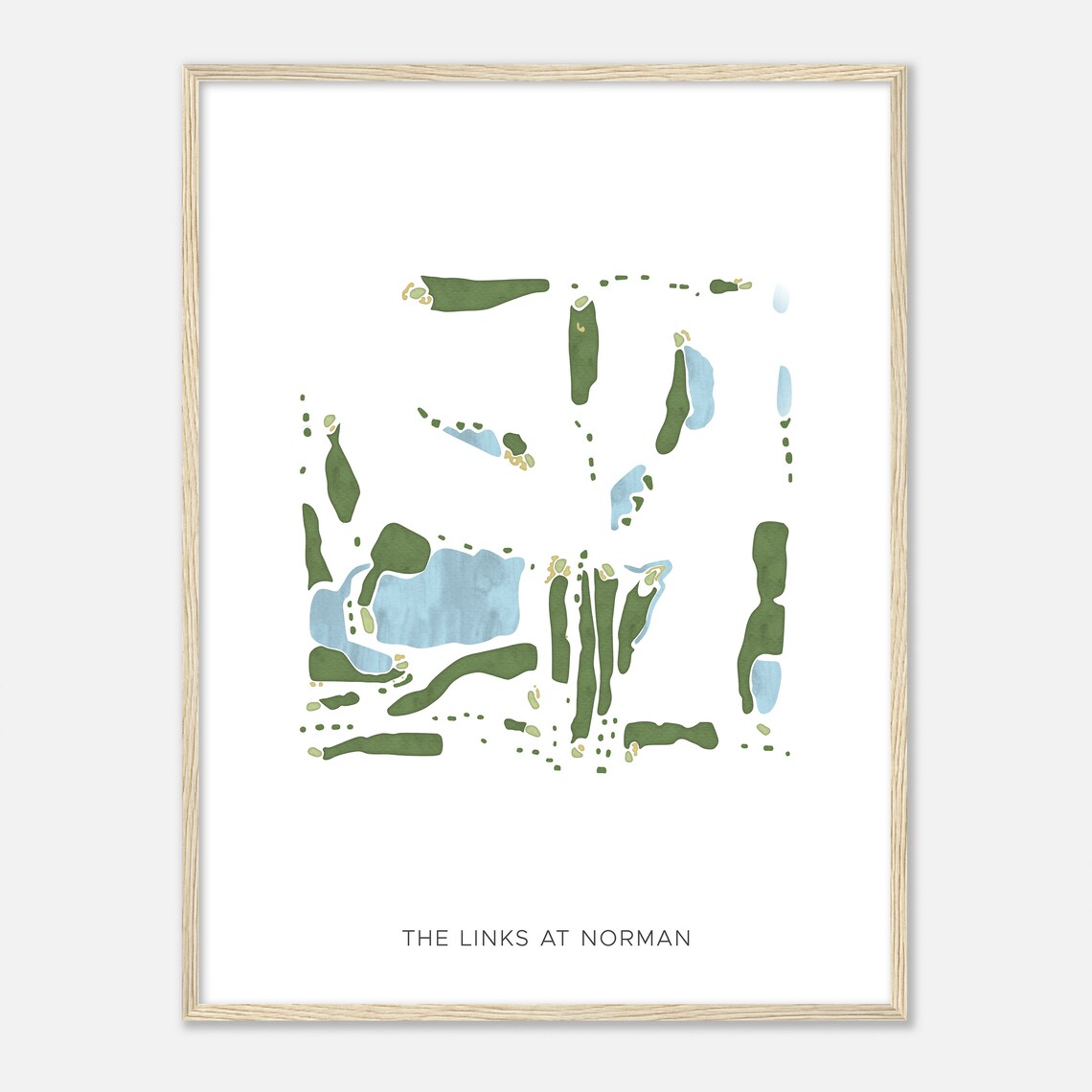 The Links At Norman Oklahoma Modern Watercolor Map Golfer Gift Golf Wall Art Golf Poster Print Course Layout