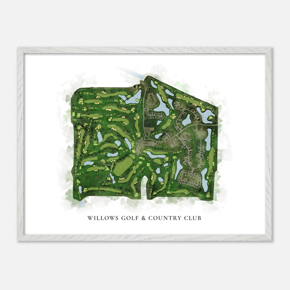 Willows Golf & Country Club Saskatoon Canada Classic Watercolor Course Map Poster - Image 3