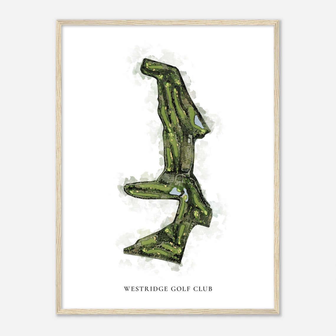 Westridge Golf Club Classic Watercolor Aerial Course Map Poster - Image 2