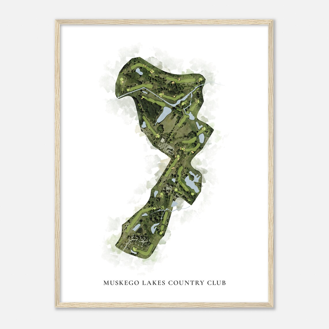 Muskego Lakes Country Club Wisconsin Classic Watercolor Map Poster - Image 2