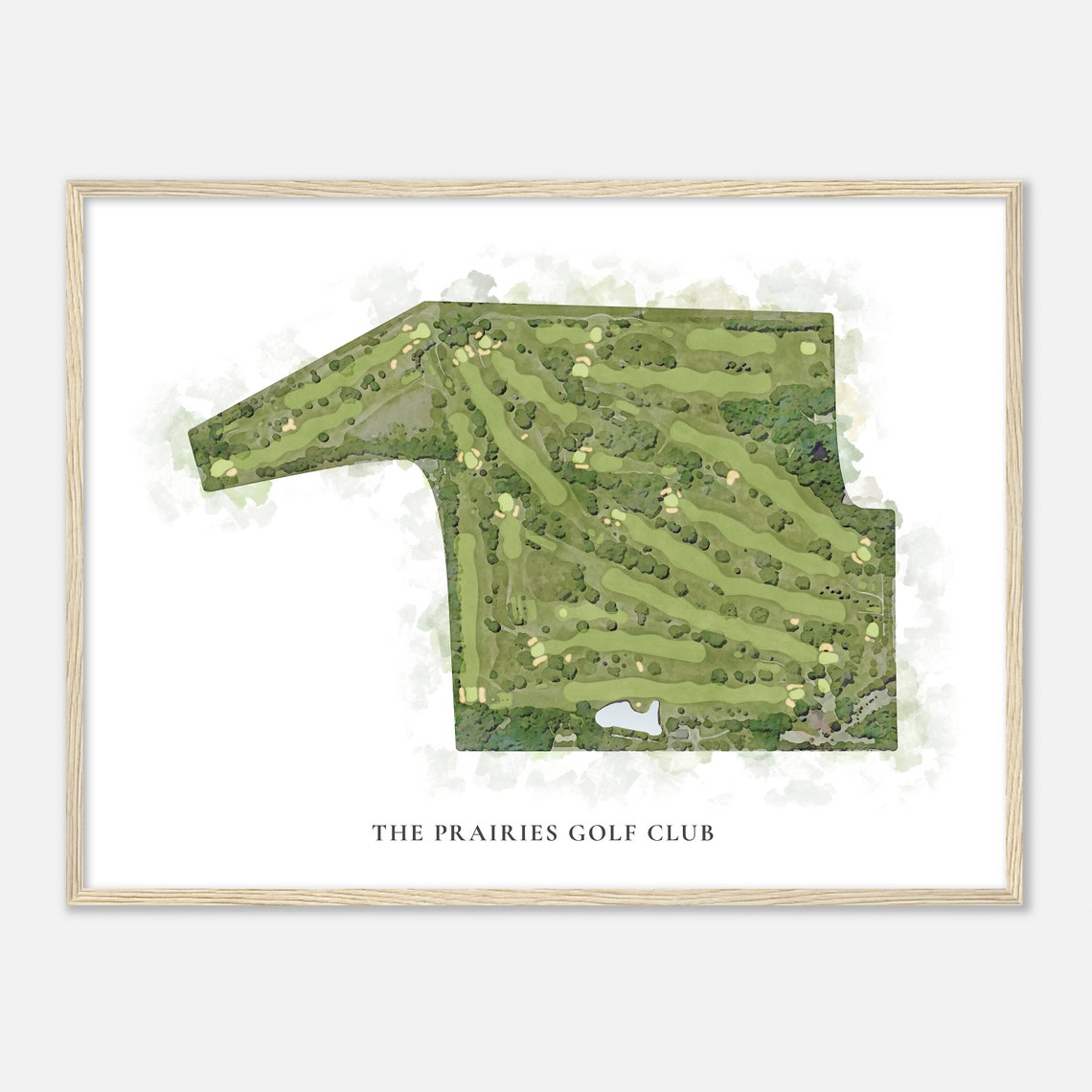 The Prairies Golf Club Classic Watercolor Aerial Course Map Poster