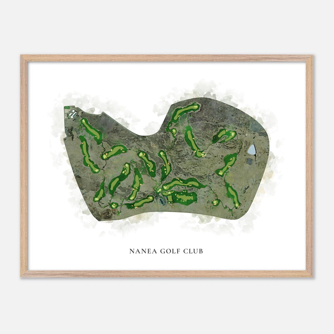 Nanea Golf Club Kailua Kona Hawaii Classic Watercolor Golf Map Poster
