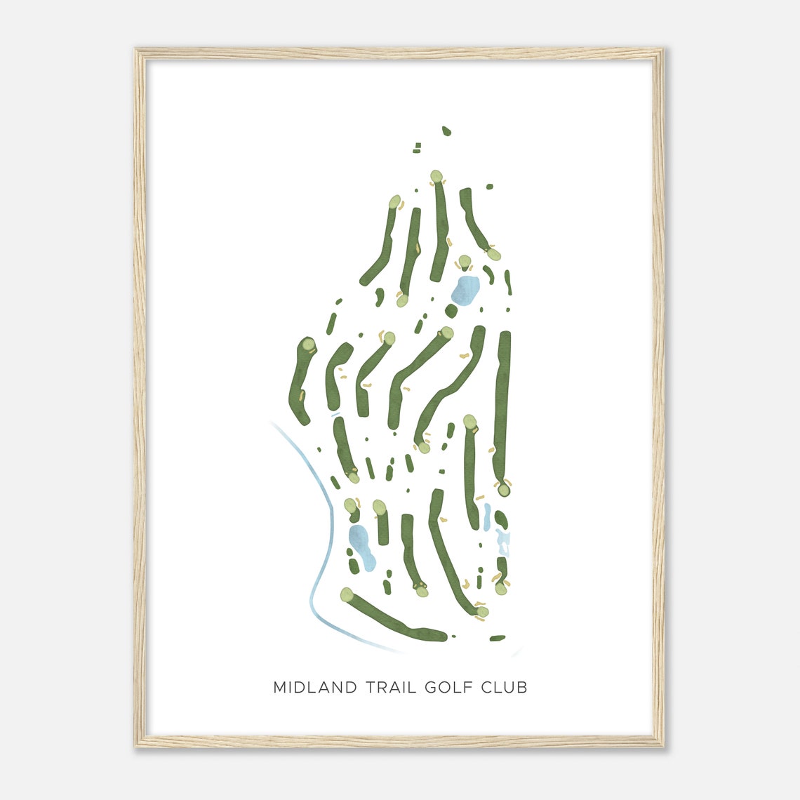 Midland Trail Golf Club Modern Watercolor Golf Course Map Poster