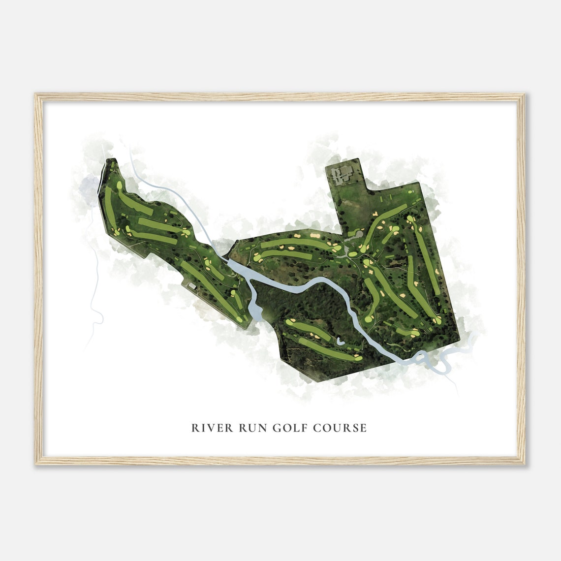 River Run Golf Course Watercolor Map Golfer Gift Classic Print - Image 2