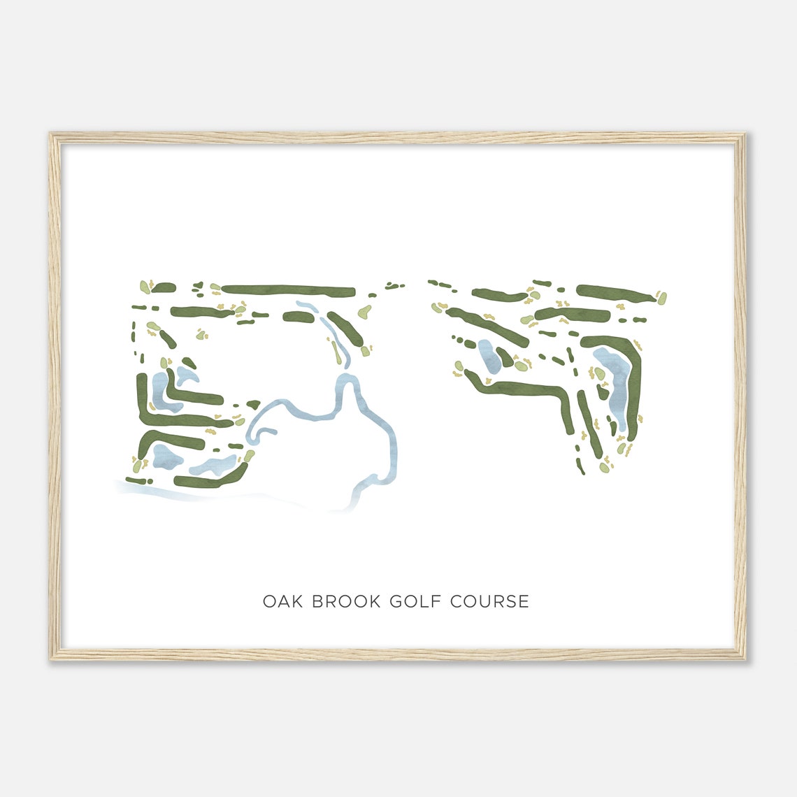 Oak Brook Golf Course Modern Minimalist Watercolor Map Poster - Image 2